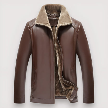 LeatherLuxe™ - Læderjakke | Luksuriøst Pelsfor og Tidløst Design