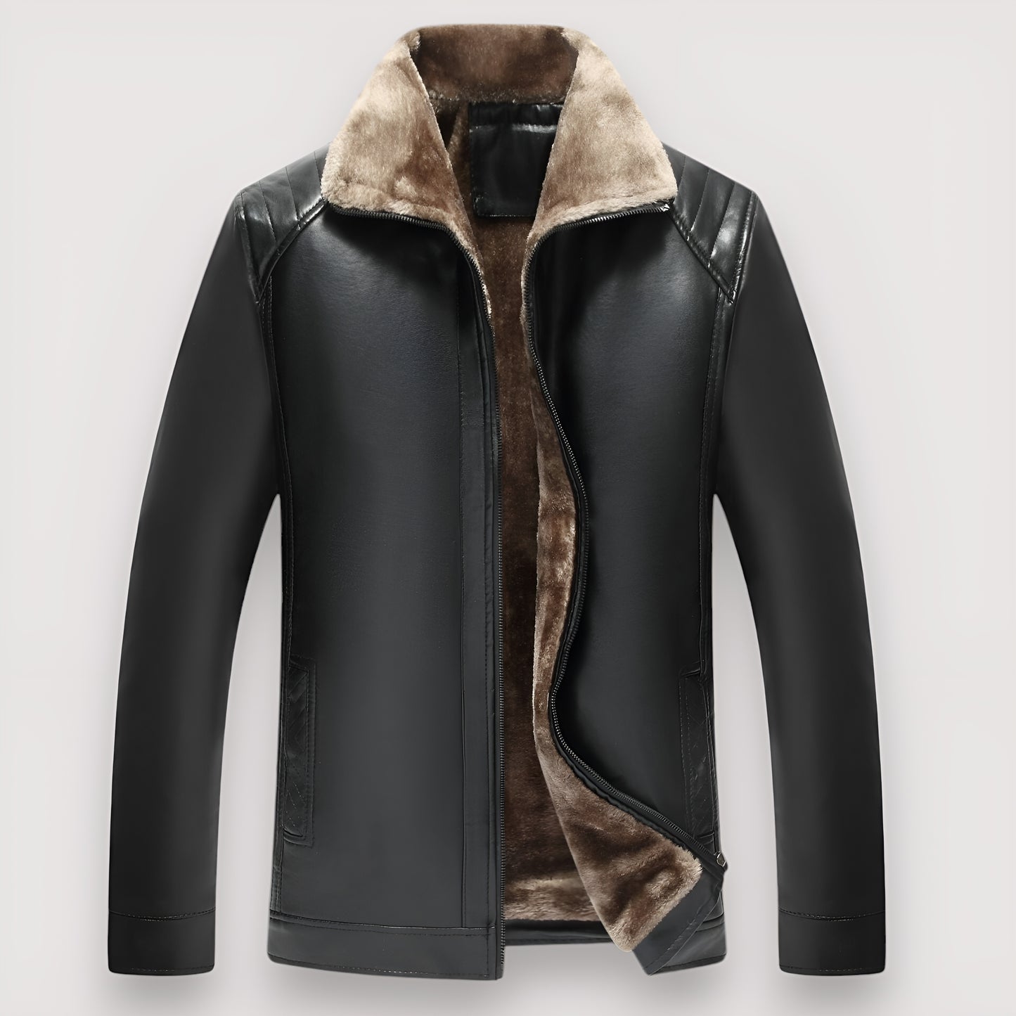 LeatherLuxe™ - Læderjakke | Luksuriøst Pelsfor og Tidløst Design