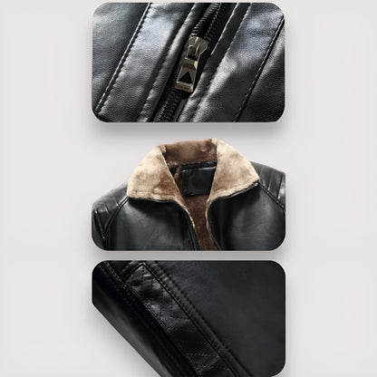 LeatherLuxe™ - Læderjakke | Luksuriøst Pelsfor og Tidløst Design