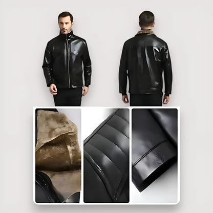 LeatherLuxe™ - Læderjakke | Luksuriøst Pelsfor og Tidløst Design